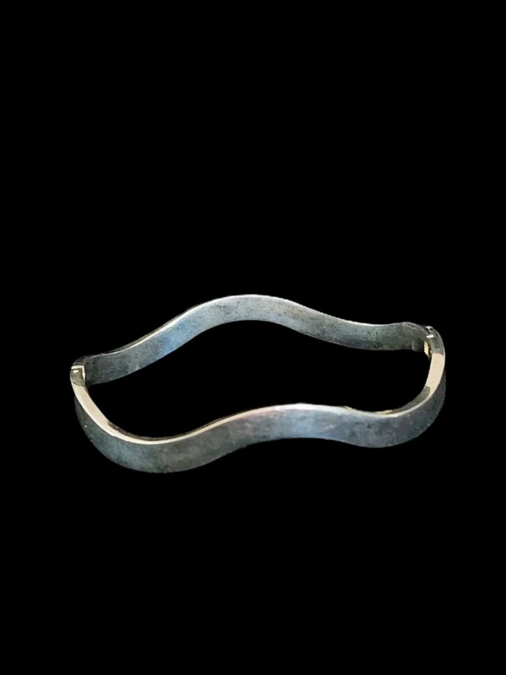 VTG 80s Sterling Silver Modernist Wavy Hinged Bangle Bracelet 925 23.6g